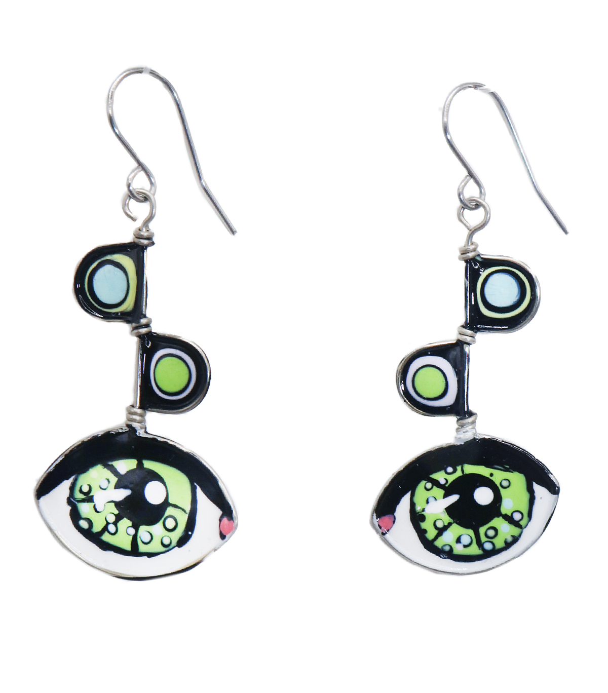 CECILIA RINCON - GREEN EYES EARRING - STERING & ENAMEL