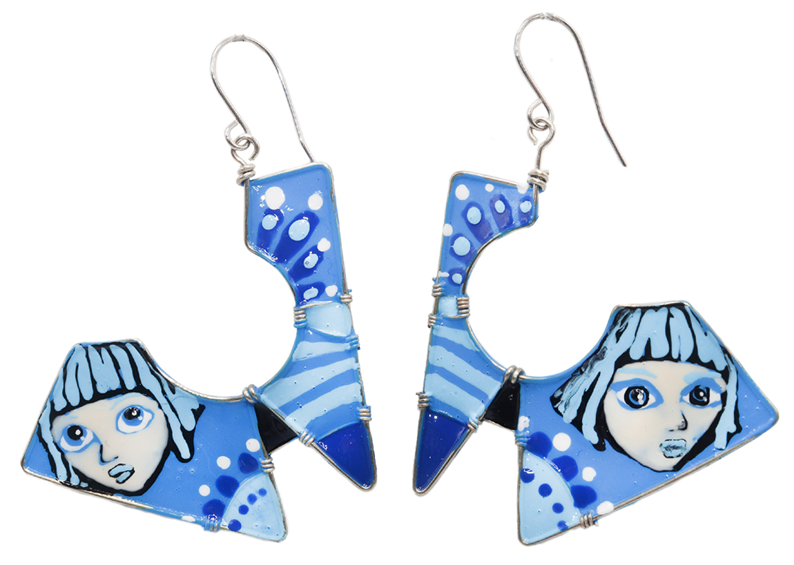 CECILIA RINCON - BLUE FACE EARRINGS - ENAMEL