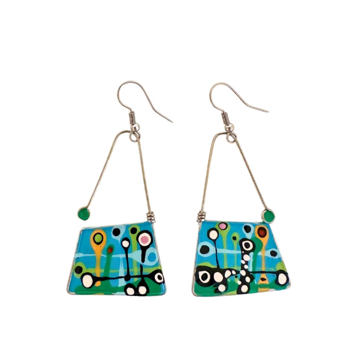 CECILIA RINCON - PURSE EARRINGS AQUA MULTI - ENAMEL