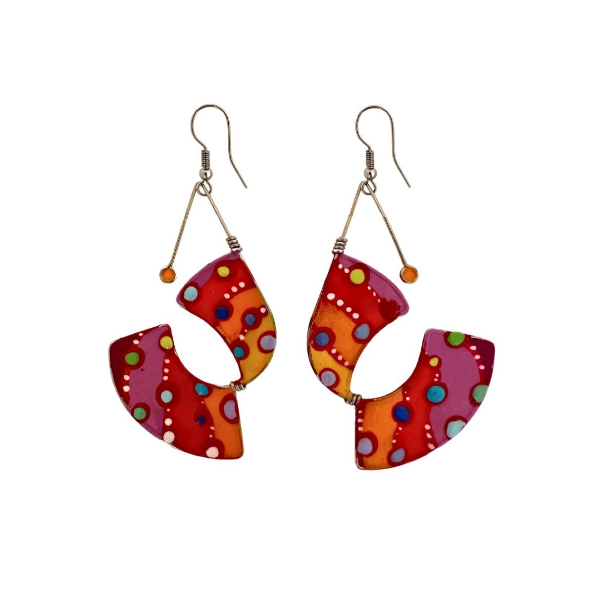 CECILIA RINCON - CIRCUS EARRINGS RED/ORG - ENAMEL