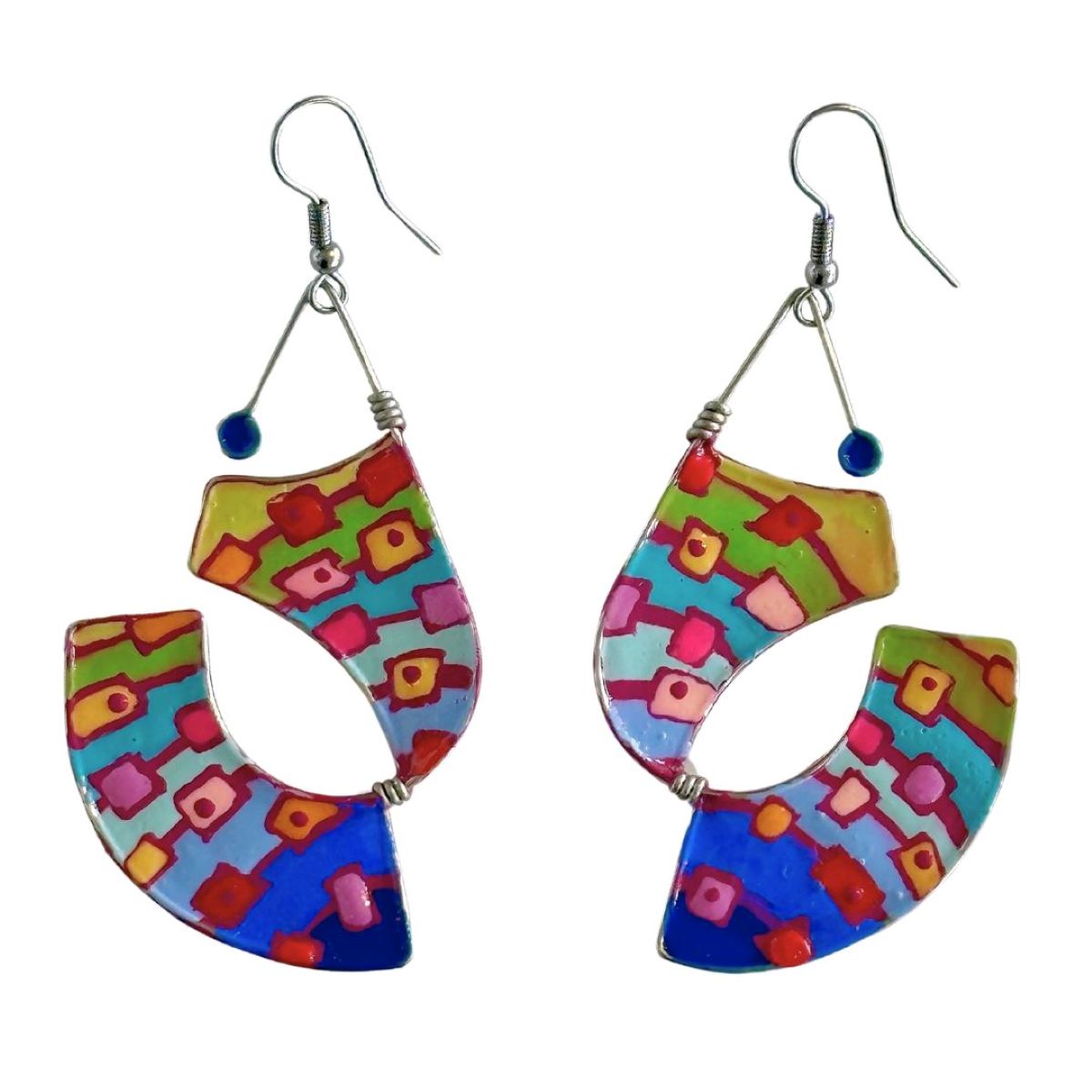 CECILIA RINCON - CIRCUS EARRINGS LIGHT BLU/GRN - ENAMEL