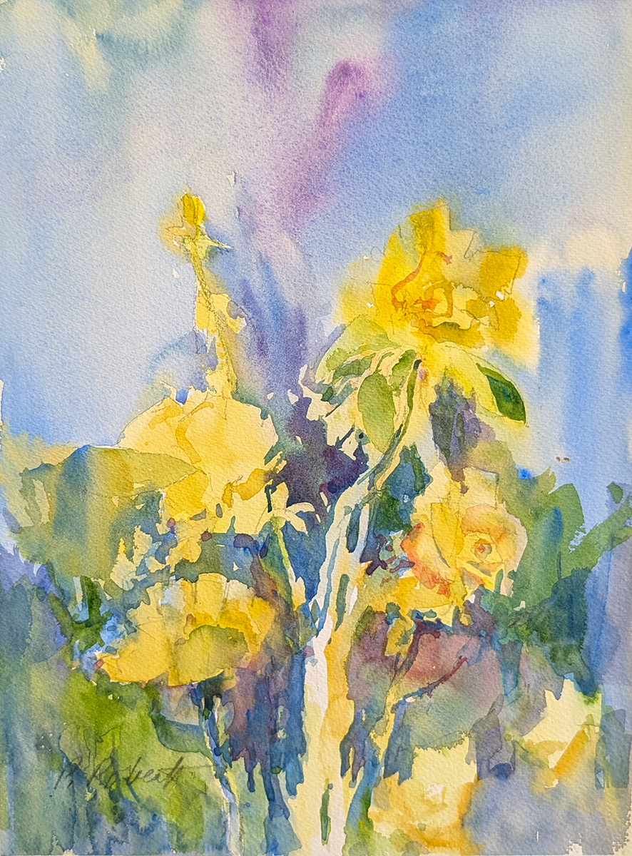 PETE ROBERTS - YELLOW ROSES - WATERCOLOR - 10.5 x 14.5