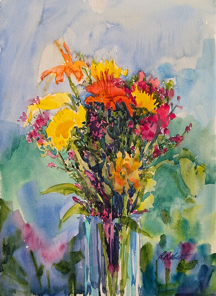 PETE ROBERTS - BRIGHT BOUQUET - WATERCOLOR - 11 X 15