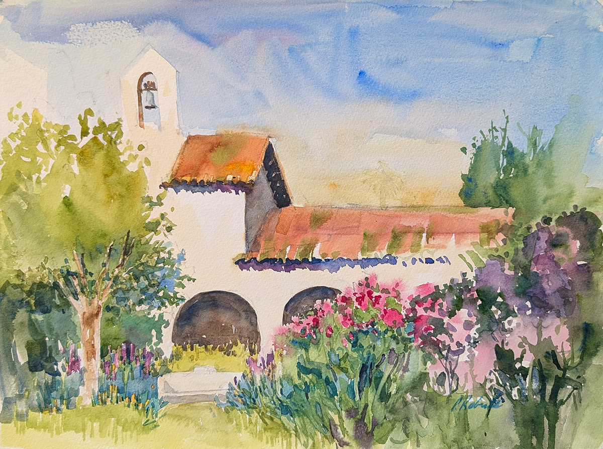 PETE ROBERTS - MISSION FLOWERS - WATERCOLOR - 13.25 X 10.25