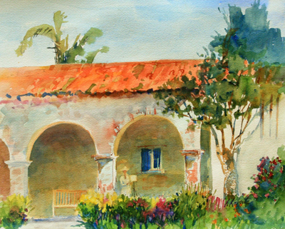 PETE ROBERTS - PLEIN AIR LADY PETE ROBERTS - PLEIN AIR LADY - WATERCOLOR - 16 X 11