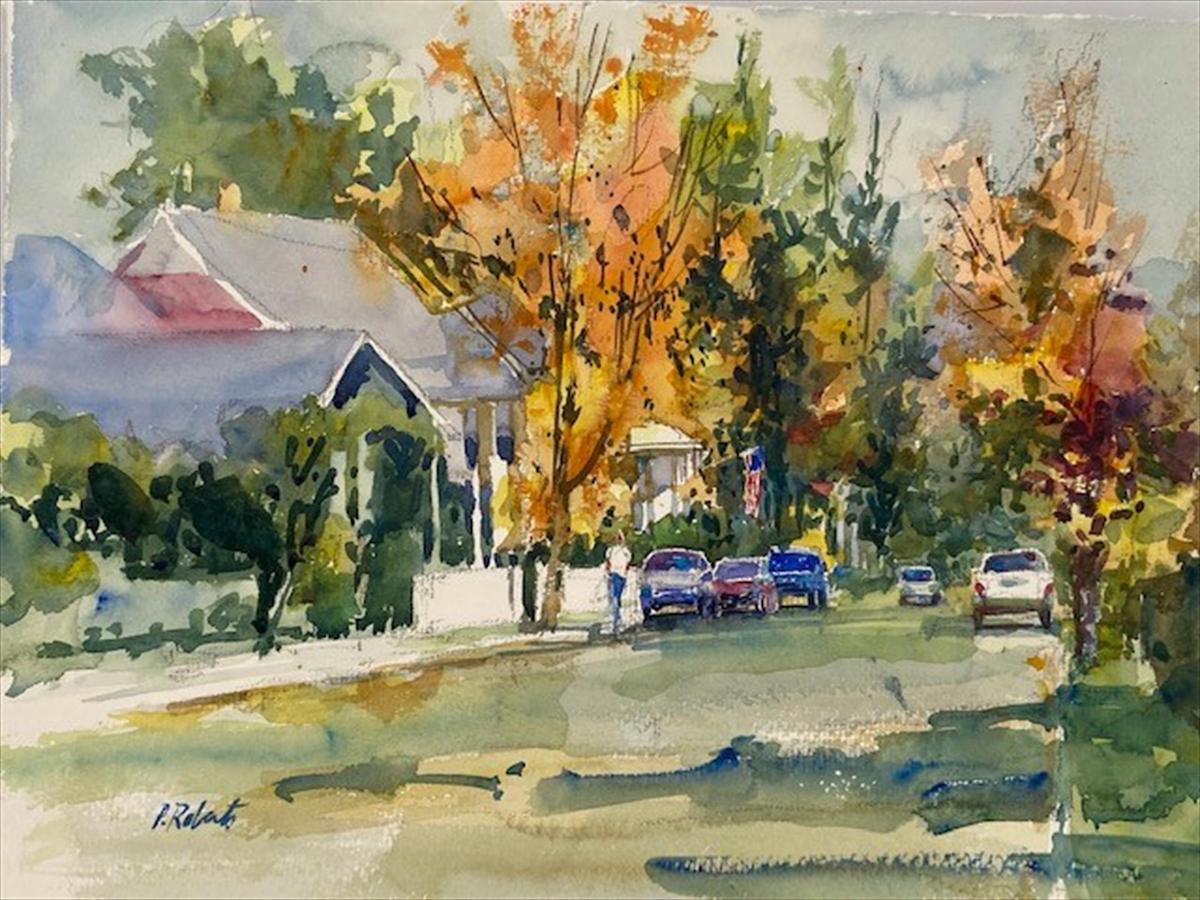 PETE ROBERTS - CHRISTMAS LIGHTS - WATERCOLOR - 14 X 10.5