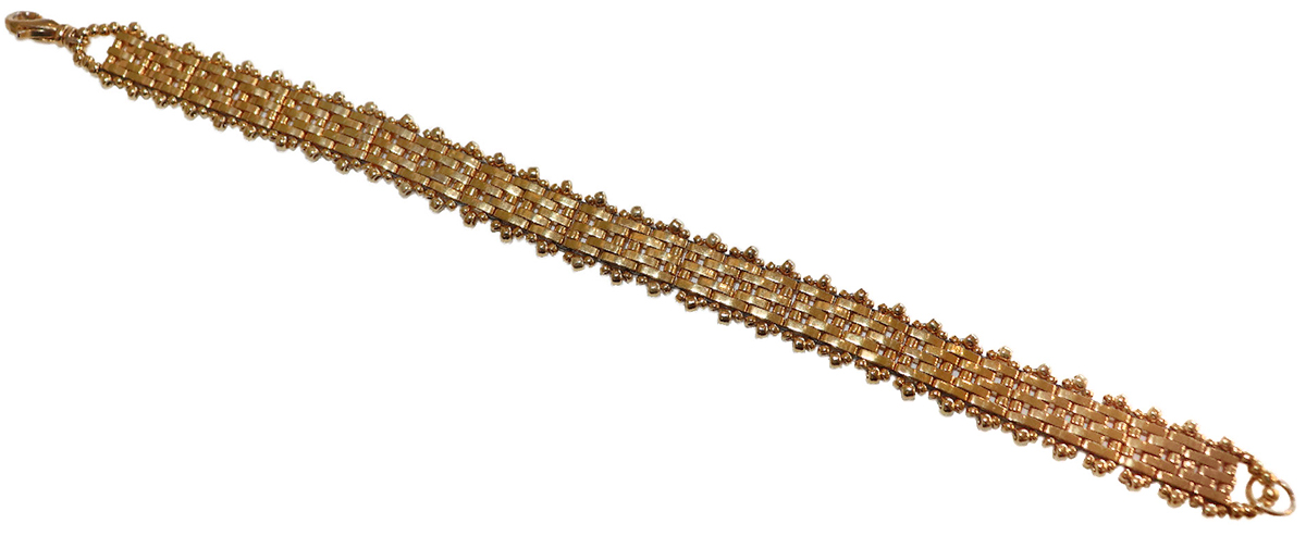 HEDDA SCHNUR - FIVE ROW + 1/4 TILA, 24K GPL BRACELET - BEADS