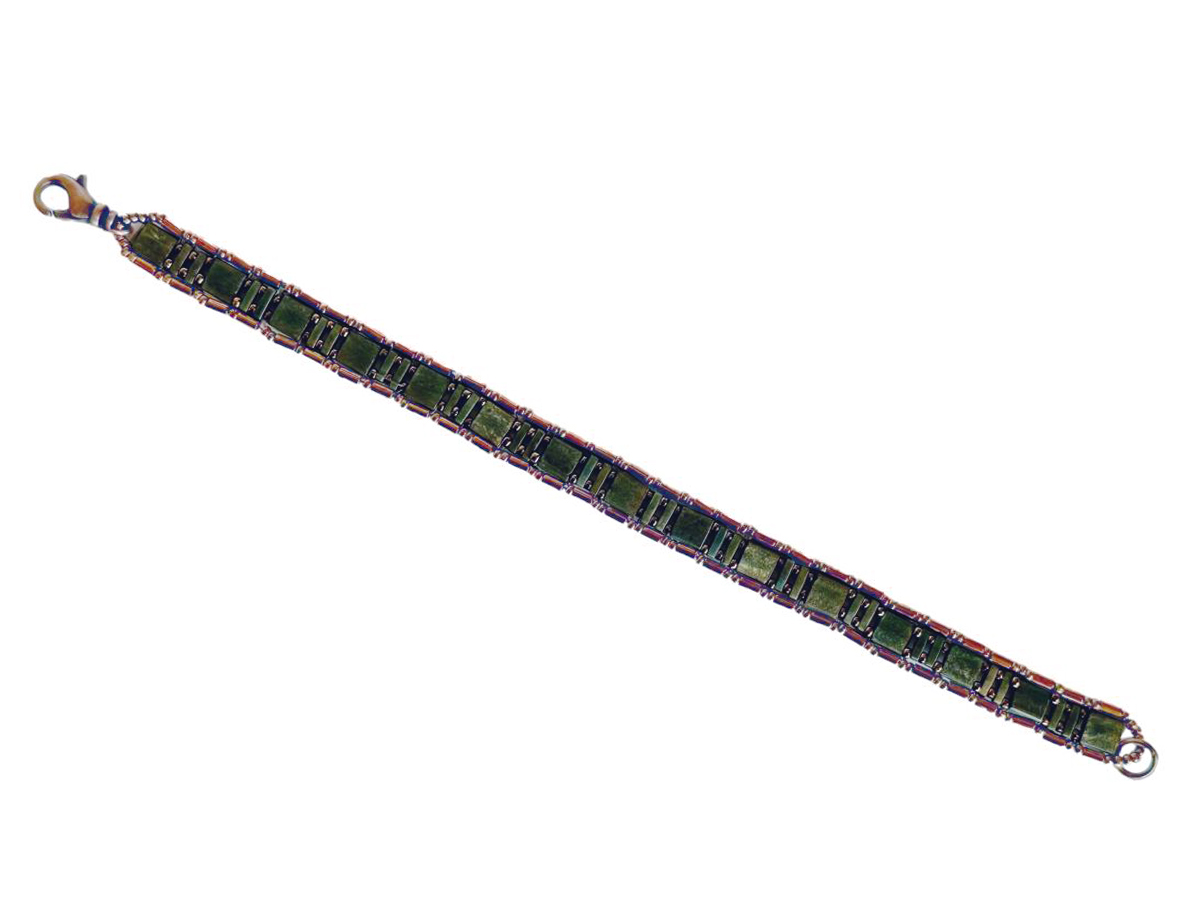 HEDDA SCHNUR - SINGLE ROW TILA & 1/4 BRONZE EMBLISHMENT BEADED BRACELET - BEADS