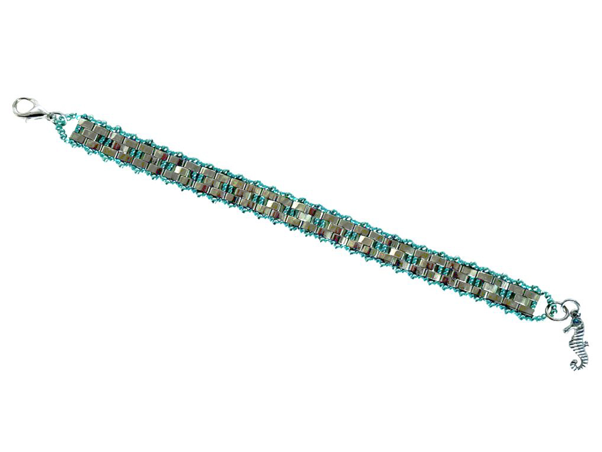 HEDDA SCHNUR - PALLADIUM & AQUAL EMBELLISHED WALL BEADED BRACELET - BEADS