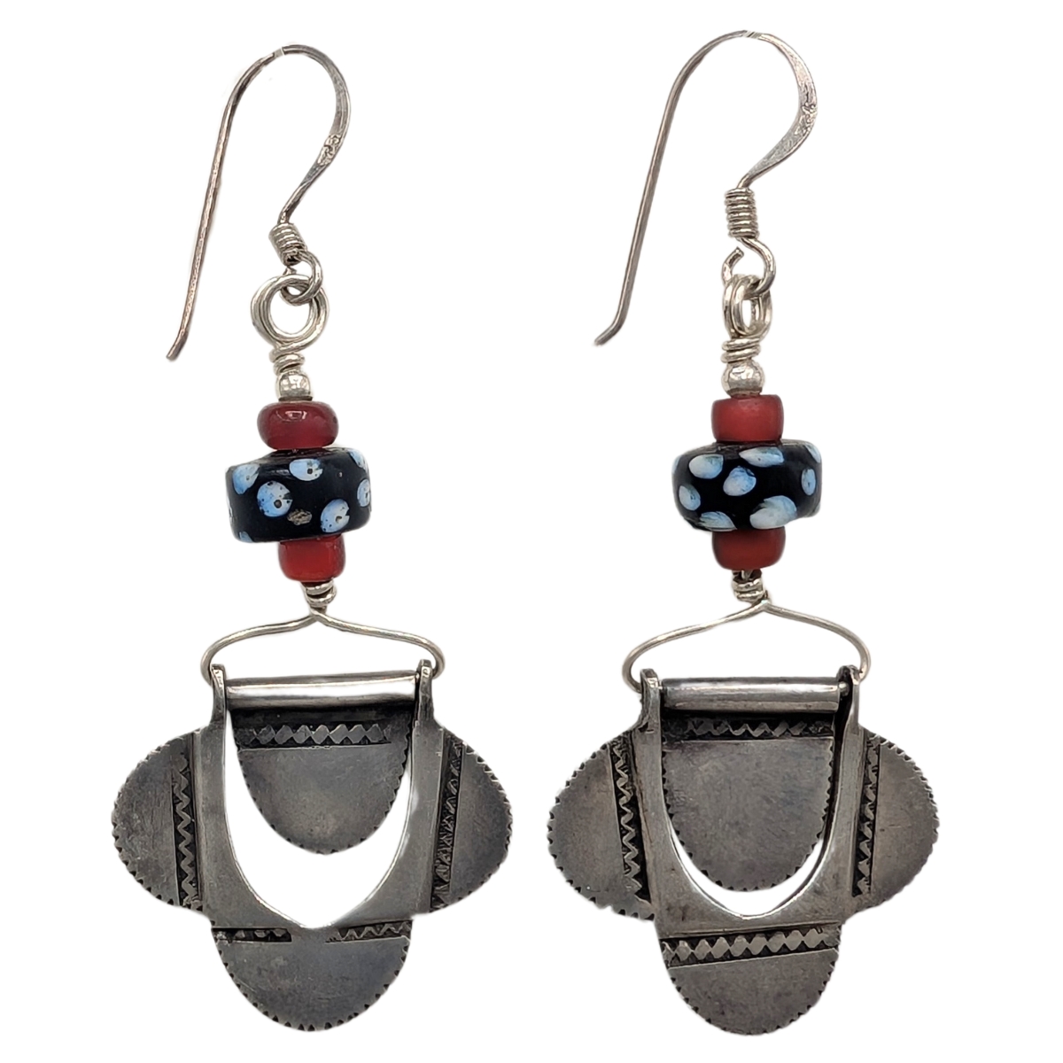 JANET SEWARD - ANTIQUE TUAREG SILVER WITH ANTIQUE TRADE BEADS - STERLING SILVER
