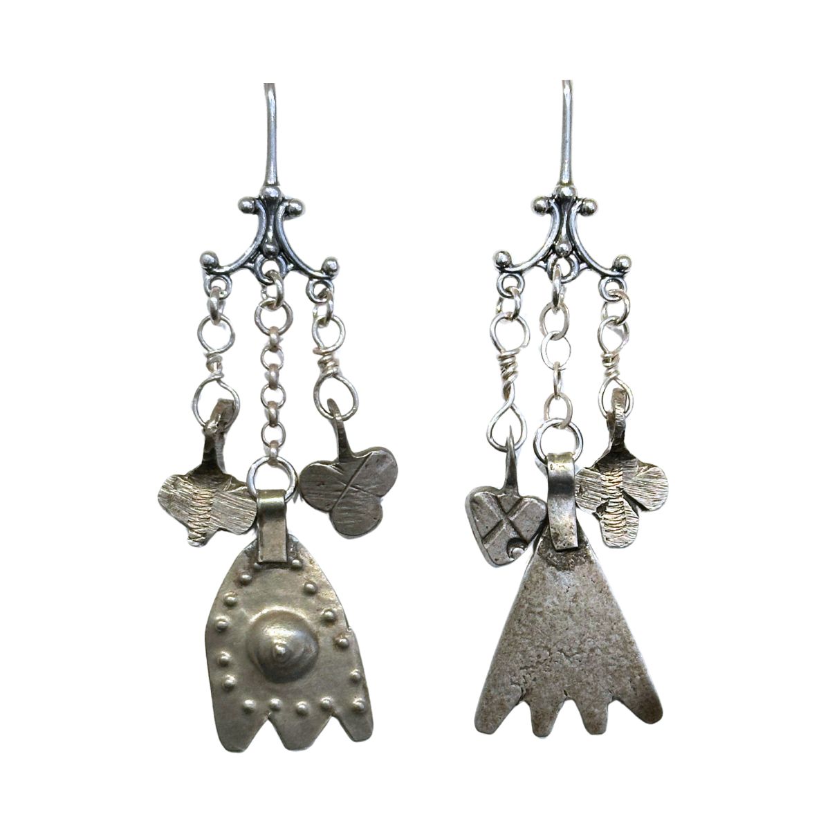 JANET SEWARD - ANTIQUE HAMSA EARRINGS FROM MORRACO - STERLING SILVER