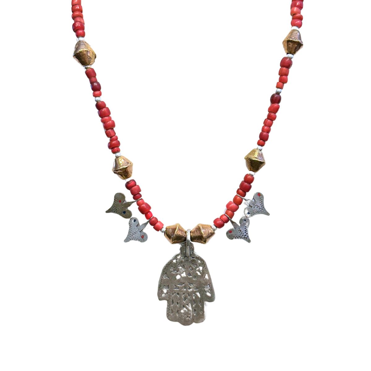 JANET SEWARD - ANTIQUE AFRICAN HEART NECKLACE - MIXED MEDIA
