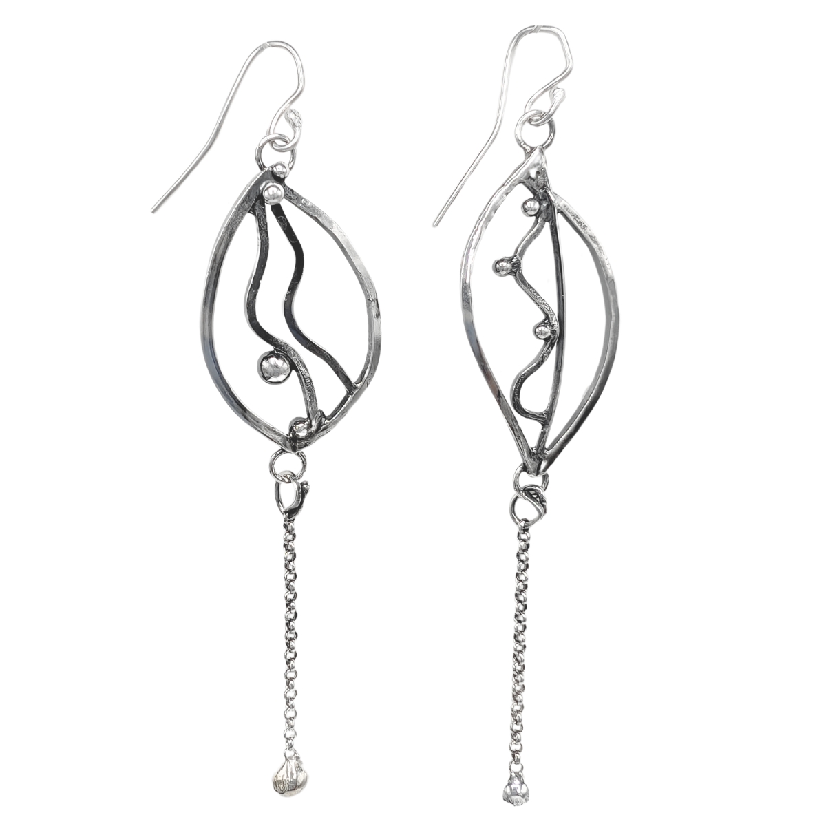 MONIQUE SELWITZ - STERLING SILVER EARRINGS W/ ACCENT OF FINE SILVER - STERLING & GEMSTONE