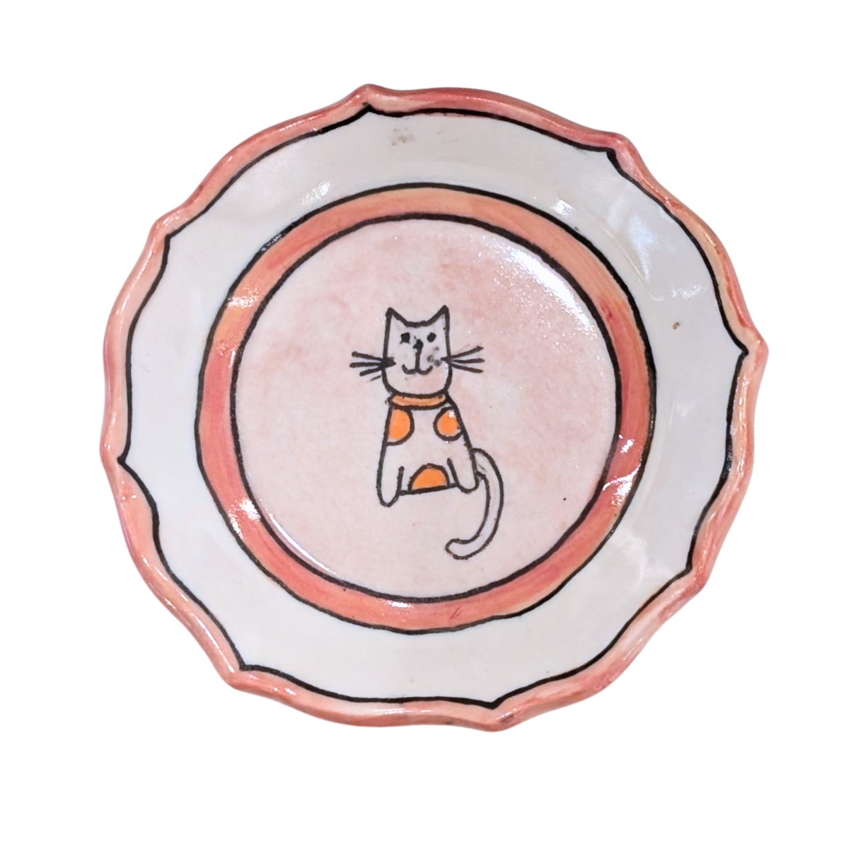 MAGIE SMITH-FLEISHER - ORANGE CAT TRAY - CERAMIC - 5 x 5
