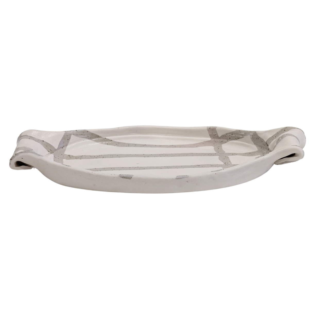 MAGIE SMITH-FLEISHER - GREY ABSTRACT TRAY - CERAMIC - 8.5 X 5