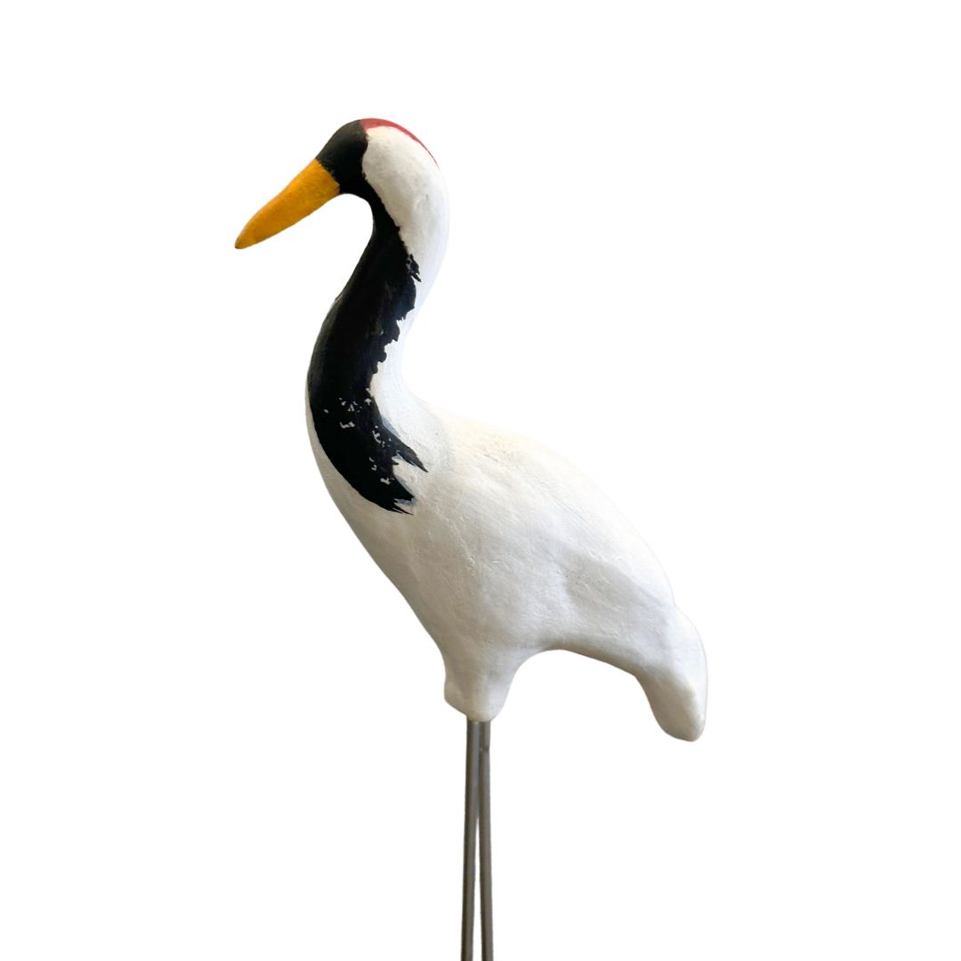 MAGIE SMITH-FLEISHER - RED CROWN CRANE STAND - CERAMIC - 4.5 X 11.5 X 4.5