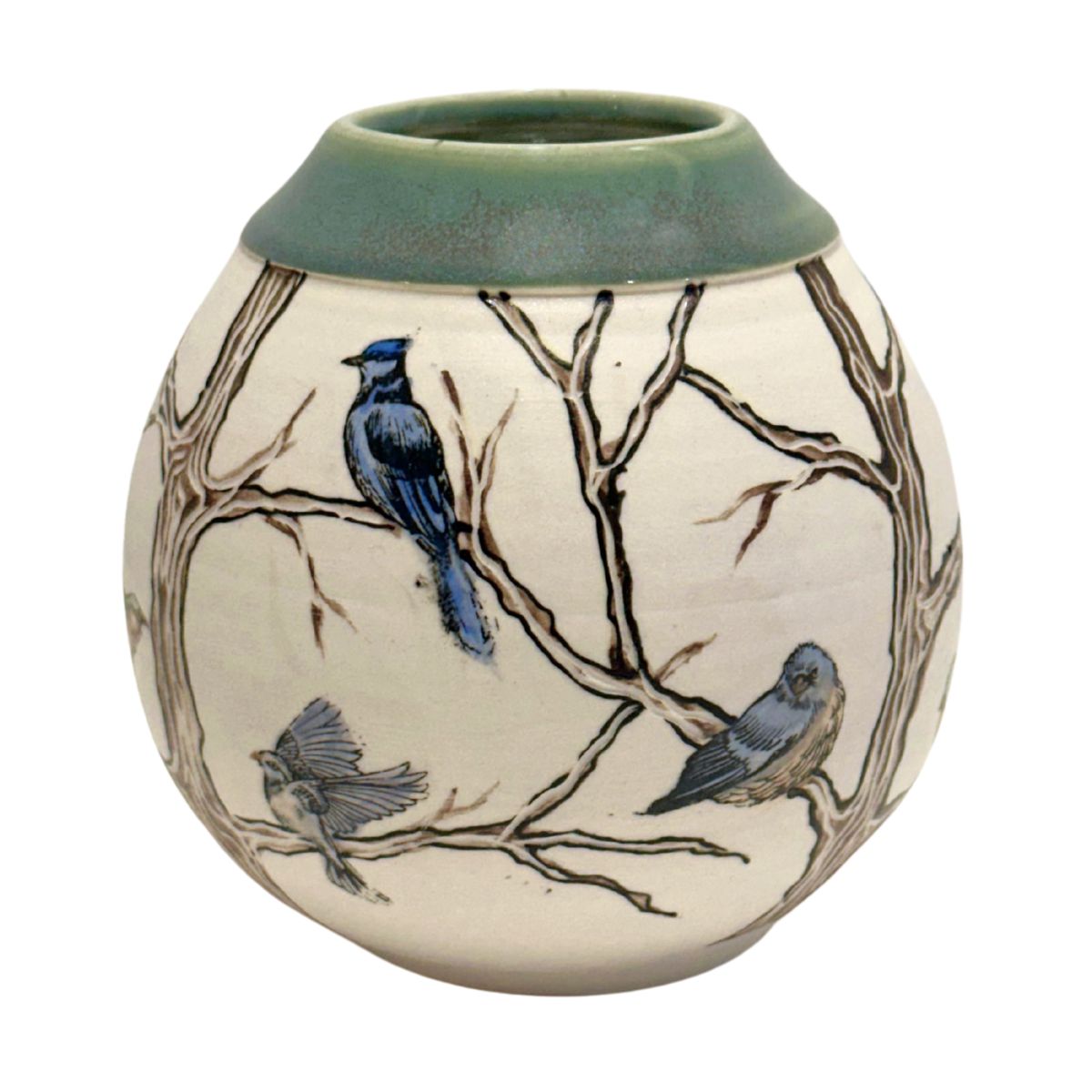 MAGIE SMITH-FLEISHER - BIRD AVIARY VASE - CERAMIC - 4.5 X 4 X 4.5