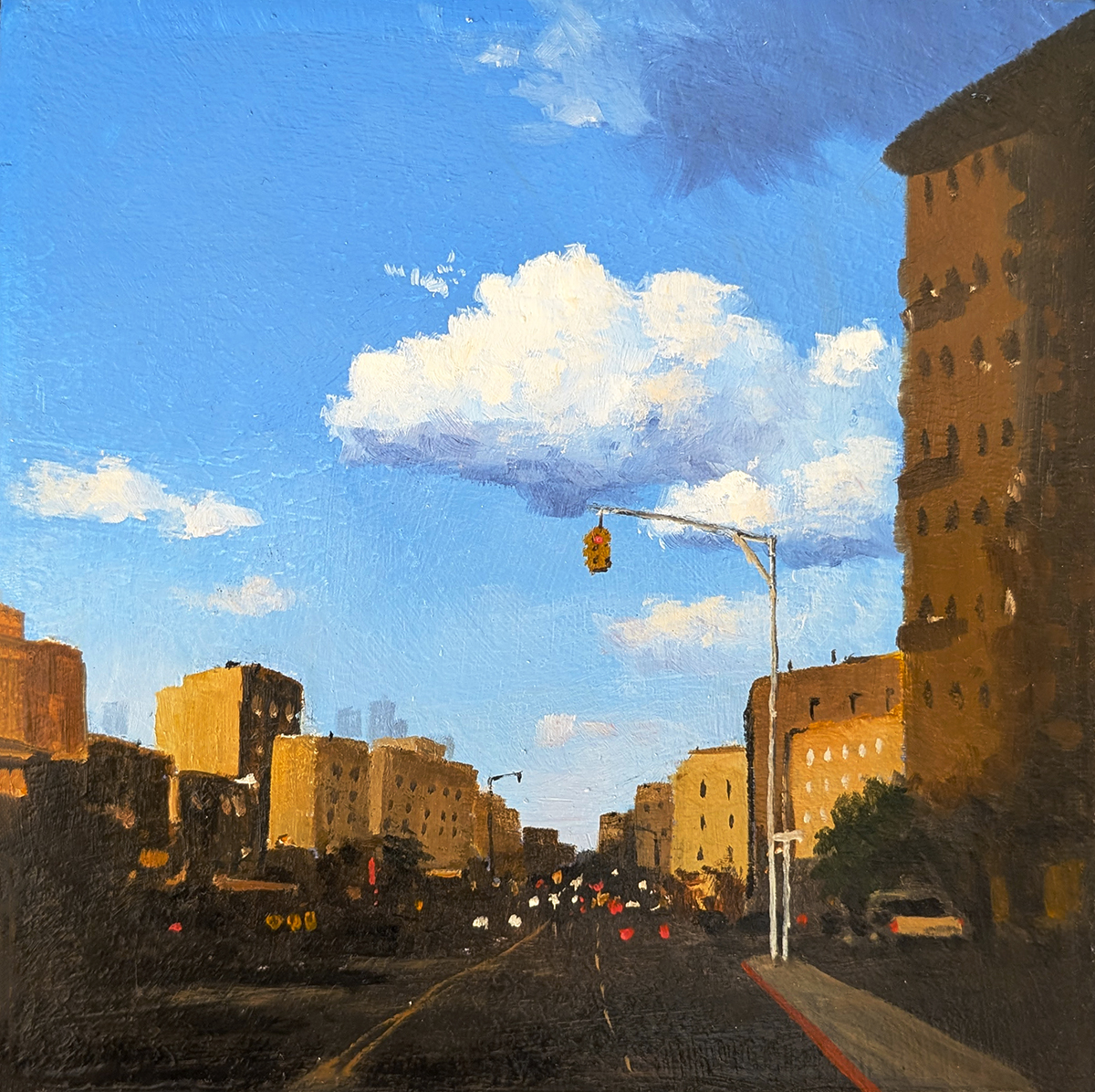 GERALD SCHWARTZ - MIDTOWN - OIL ON BOARD - 6 X 6