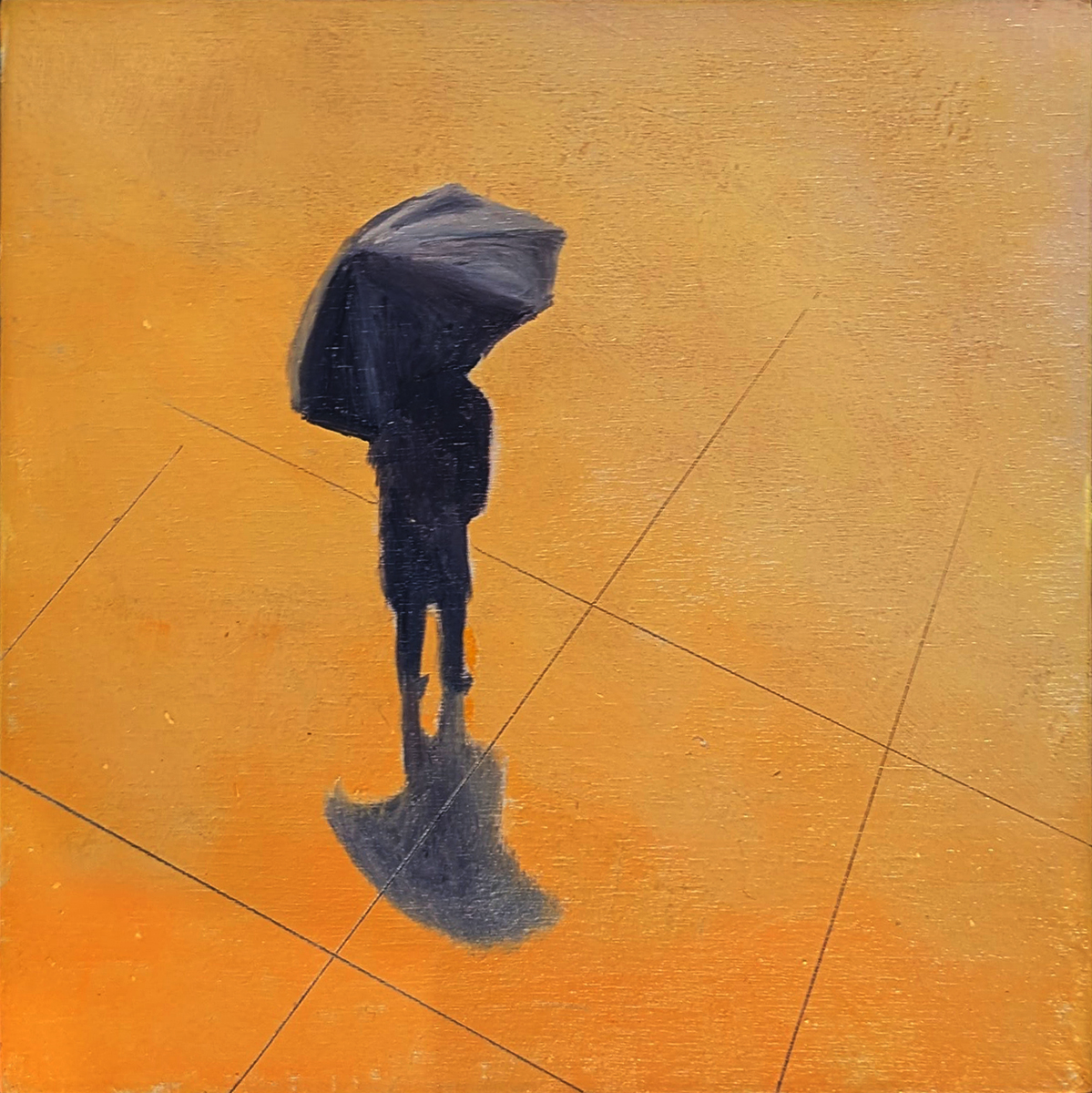 GERALD SCHWARTZ - WAITING - OIL ON BOARD - 6 X 6