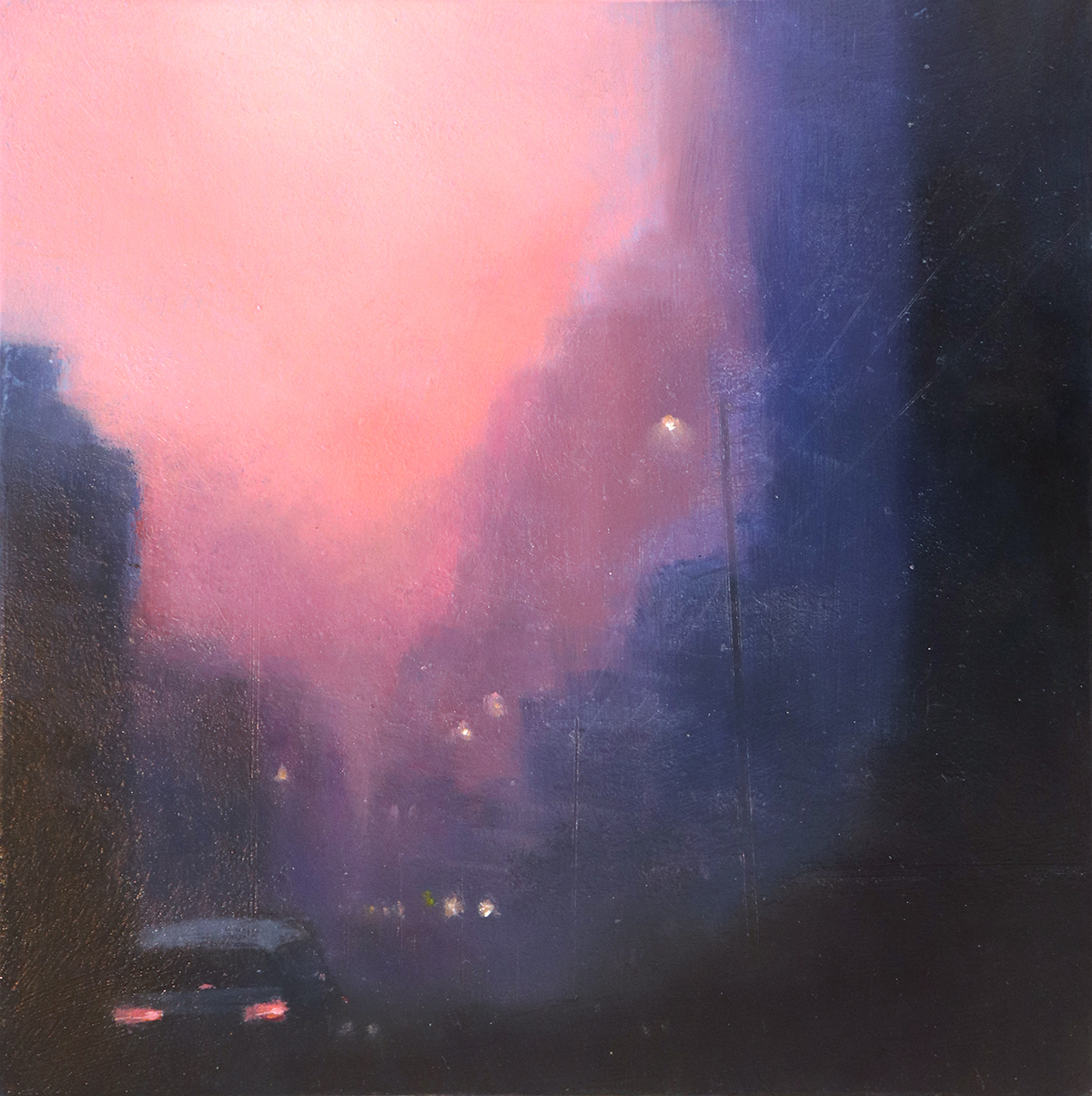 GERALD SCHWARTZ - NOIR EVENING - OIL ON BOARD - 8 x 8