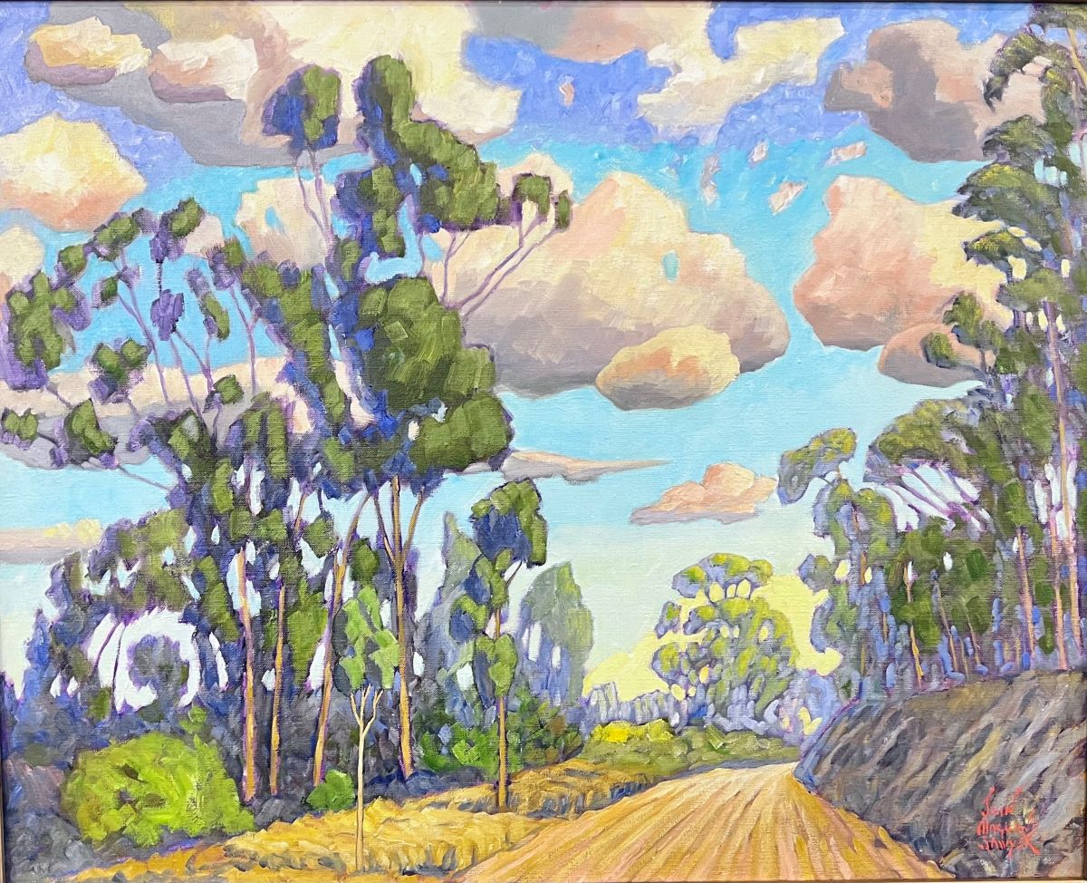 JOHN SAWYER - MORNING ON EUCALYPTUS TRAIL - OIL ON CANVAS - 30 X 24