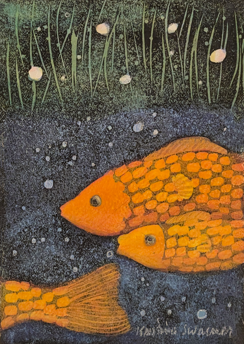 KRISTINA SWARNER - KOI - MIXED MEDIA ON PAPER - 4 X 5.25