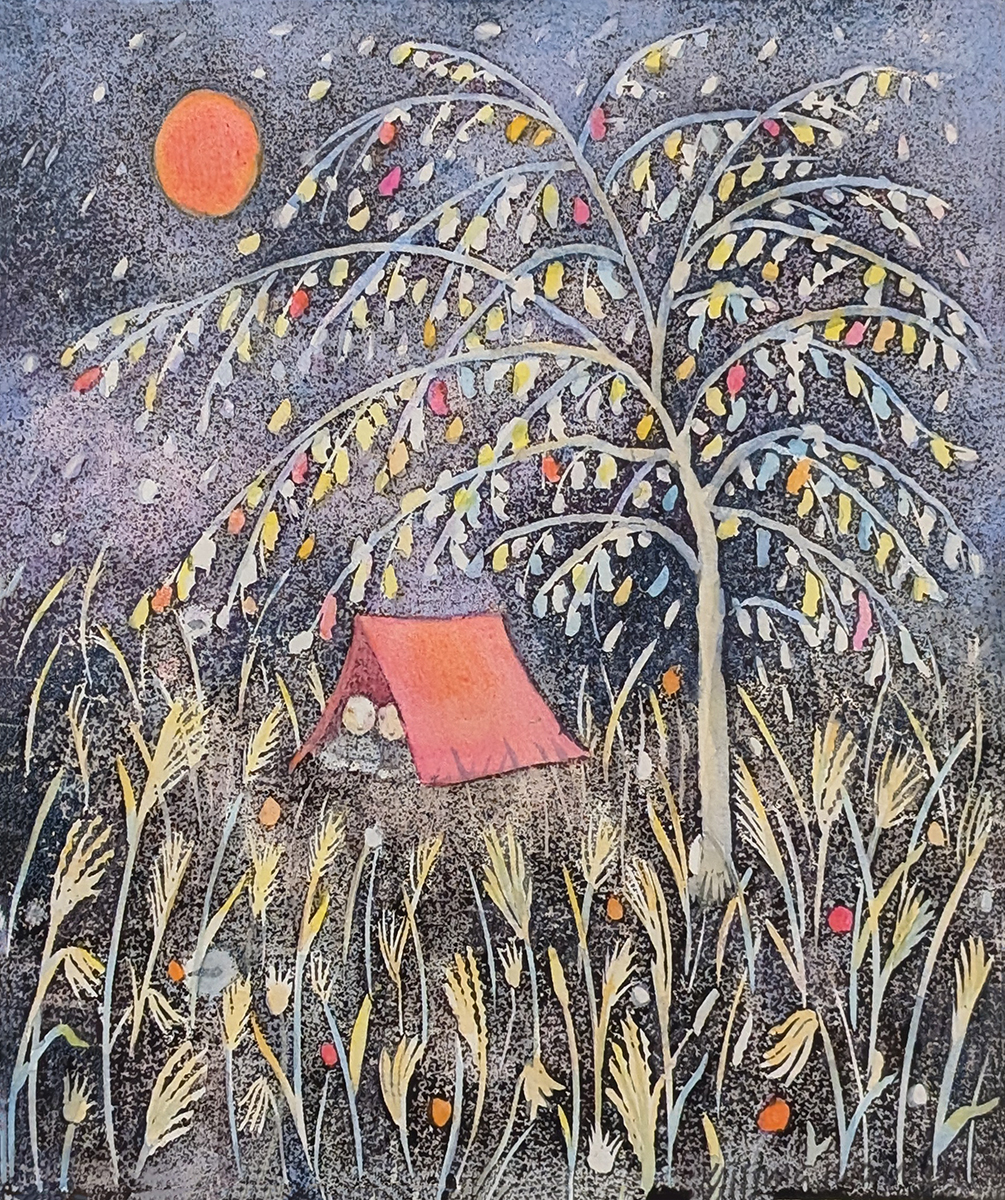 KRISTINA SWARNER - CAMPING - MIXED MEDIA - 8 X 8