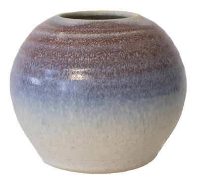 KENNY SMITH - ROUND BLUE AND RED VASE - CERAMIC - 4.5 X 5.25