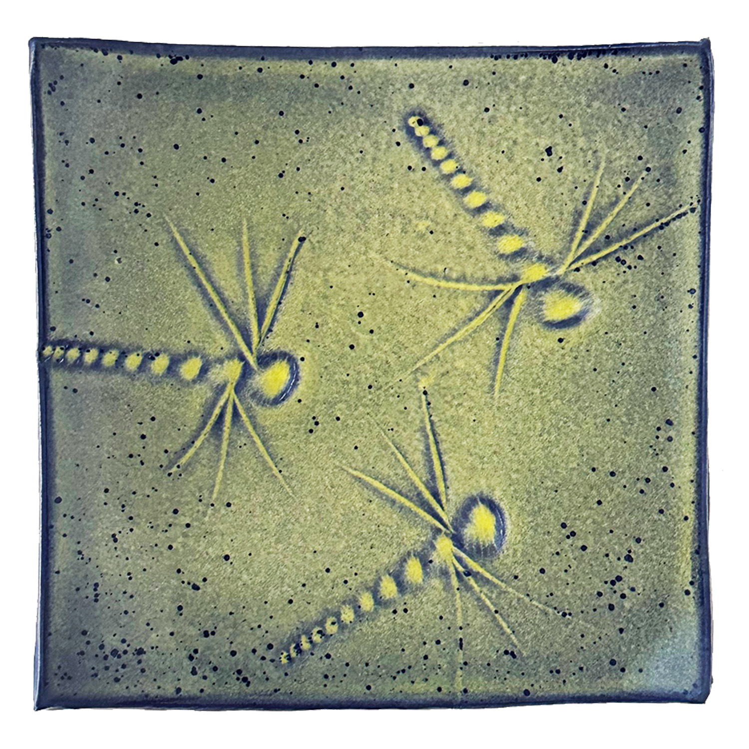 KENNY SMITH - DRAGONFLY PLATTER, BLUE/GREEN - CERAMIC - 9.5 X 2.25 X 9.5