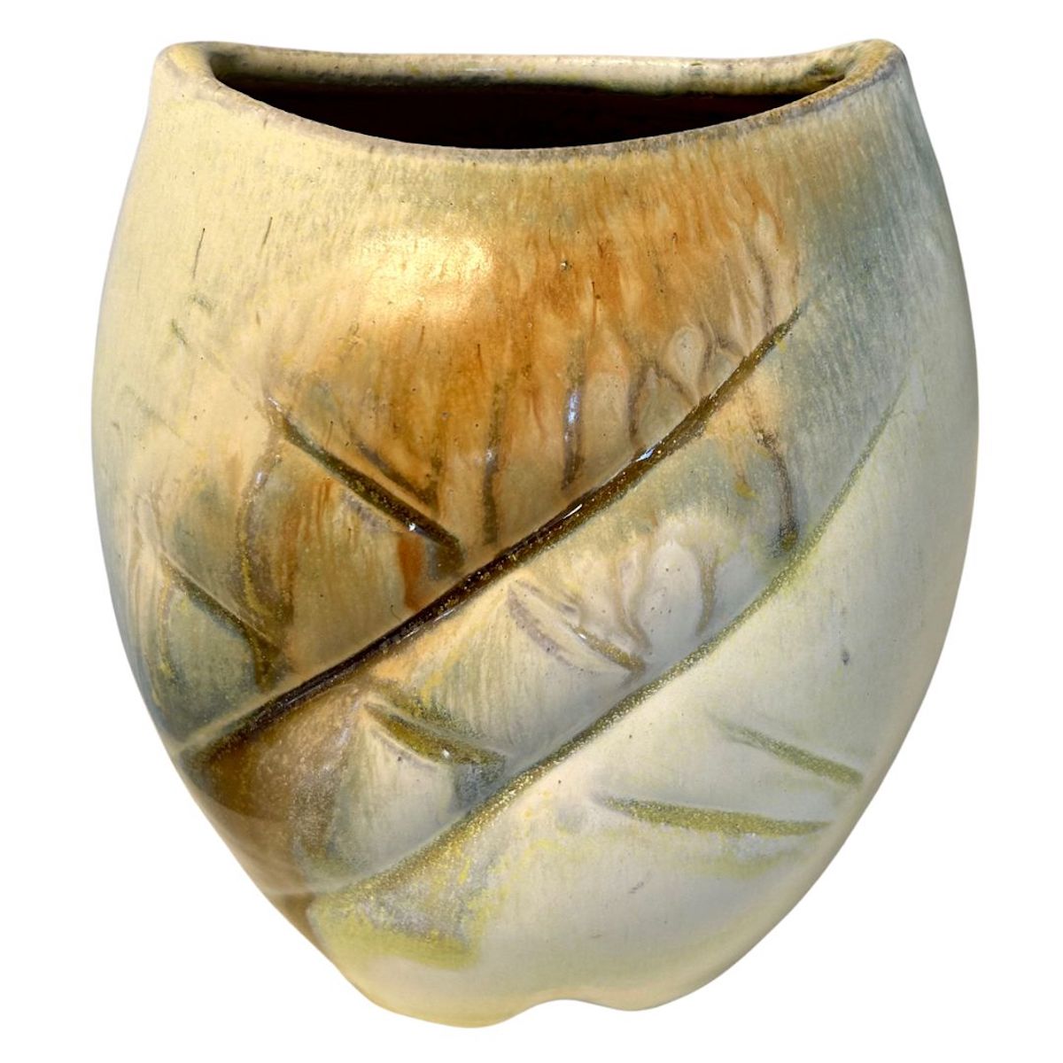 KENNY SMITH - PILLOWED YELLOW VASE - CERAMIC - 7 X 8 X 5