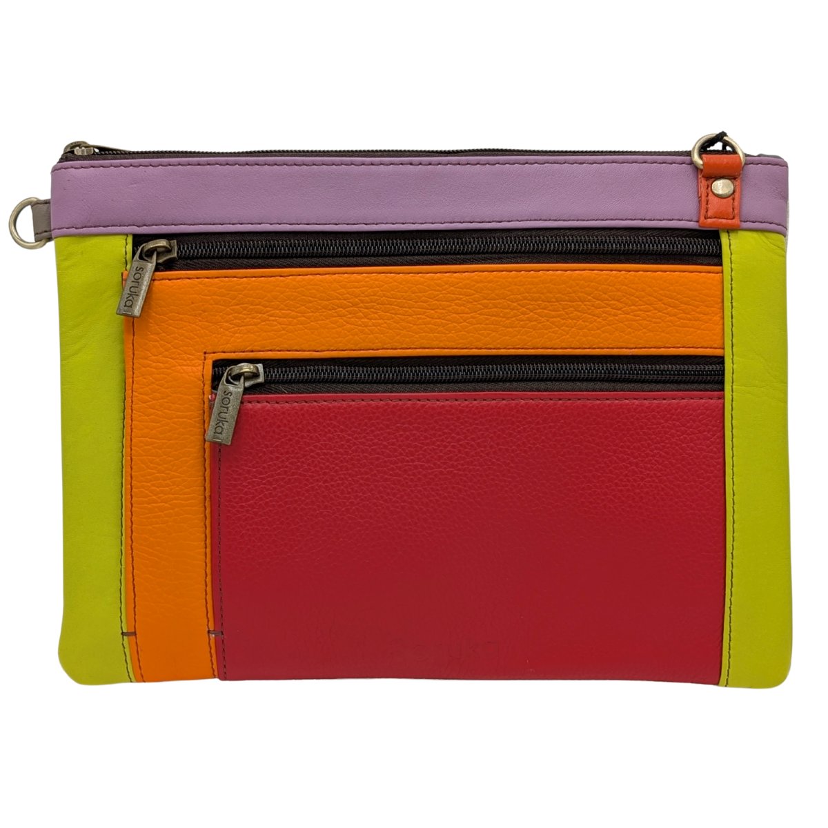 SORUKA - JEWEL TONE LEATHER POUCH - LEATHER - 10.5 X 8