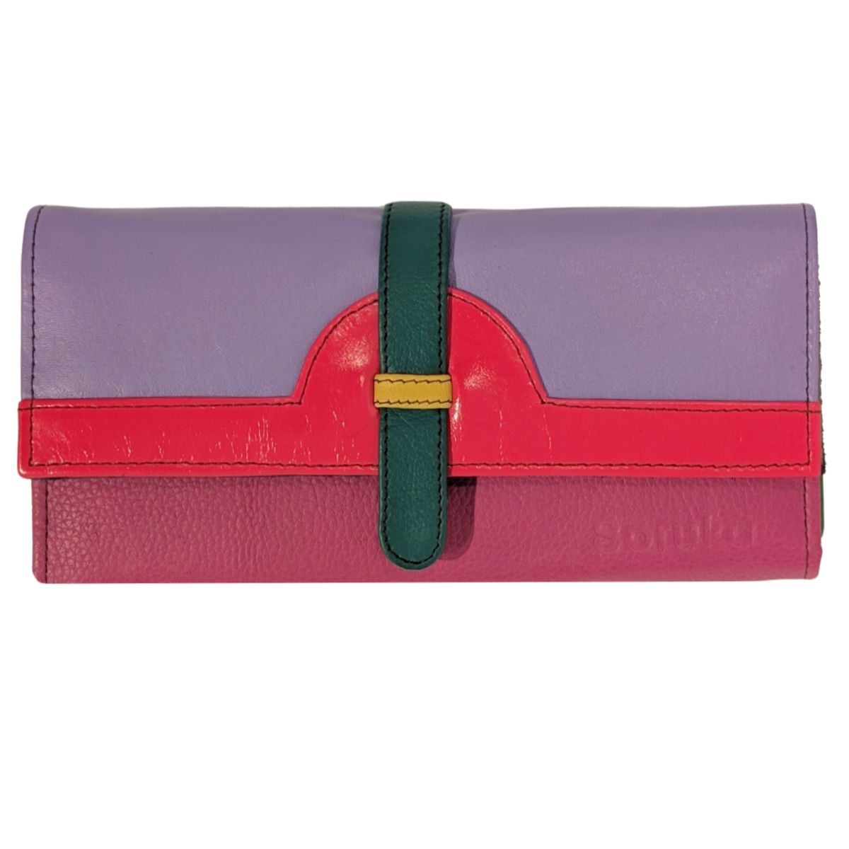 SORUKA - RED, PURPLE, GREEN HALF MOON HANDBAG - LEATHER