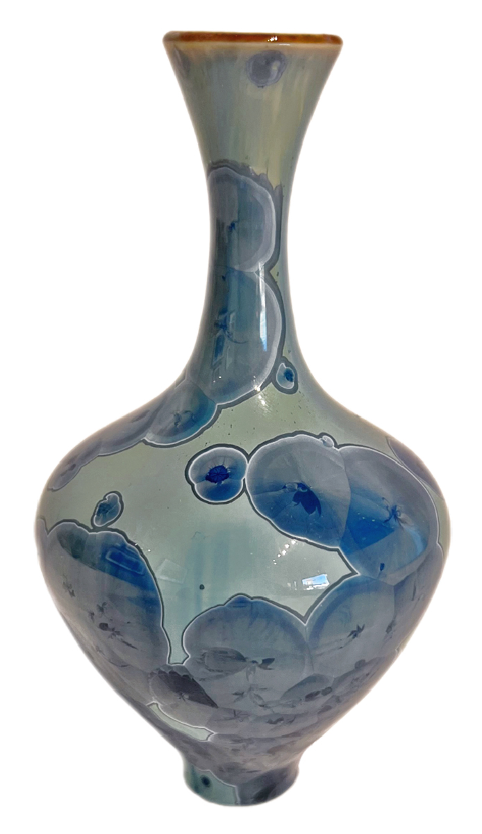 TANNER SAWITZ - BLUE CRYSTALLINE GLAZE VASE - CERAMIC - 2.75 x 5.25 x 2.75