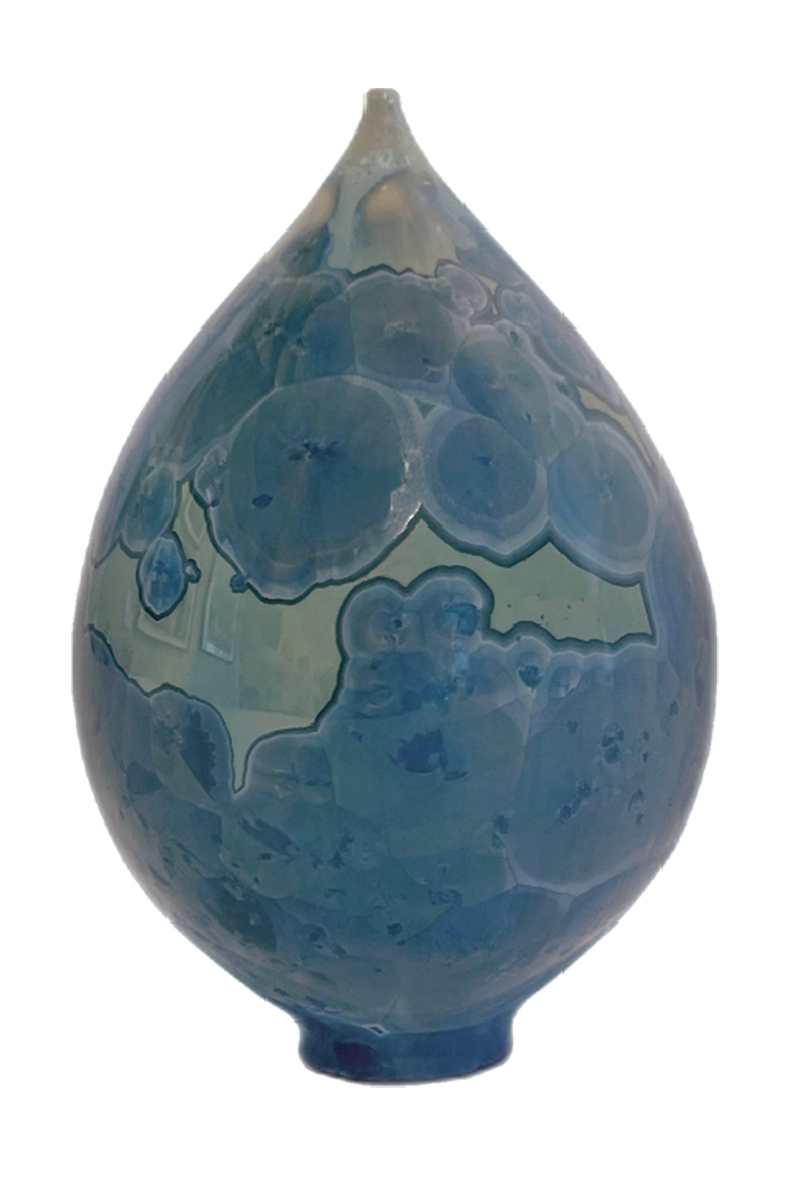 TANNER SAWITZ - BLUE CRYSTALLINE GLAZE BOTTLE - CERAMIC - 2.25 x 3.5 x 2.25