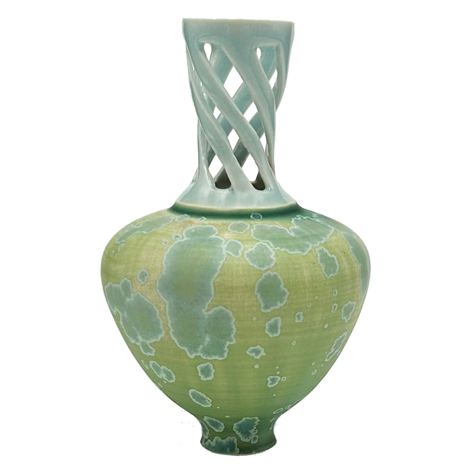 TANNER SAWITZ - MATTE GREEN CARVED VASE - CERAMIC - 3 X 5 X 3