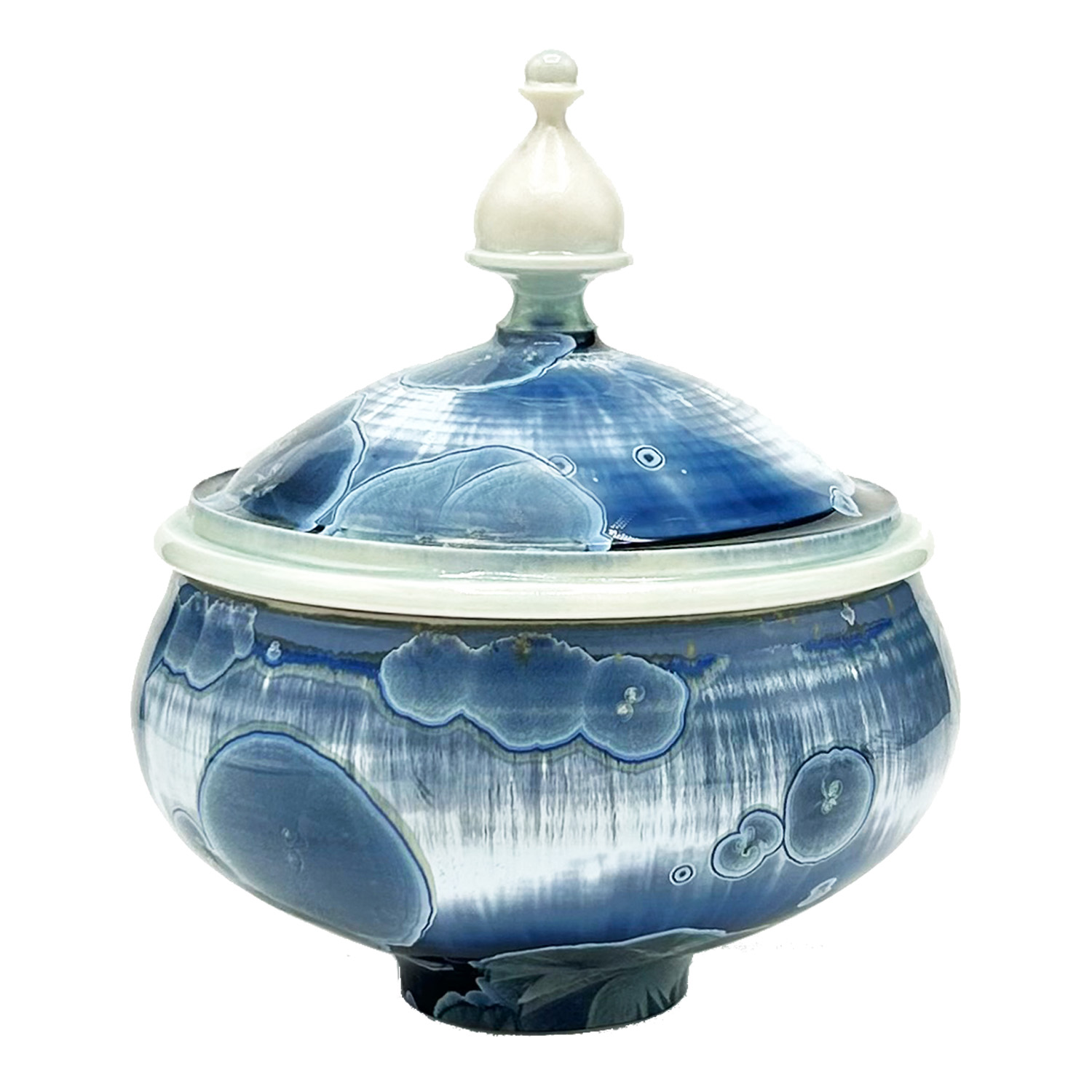 TANNER SAWITZ - DEEP BLUE JEWELRY JAR - CERAMIC - 4 X 5 X 4