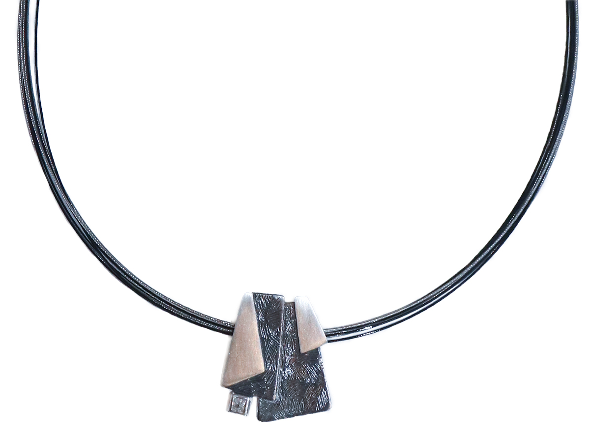 EVA STONE - PENDANT - WISIOR OXIDIZED WITH SILVER & WHITE SAPPHIRE - STERLING