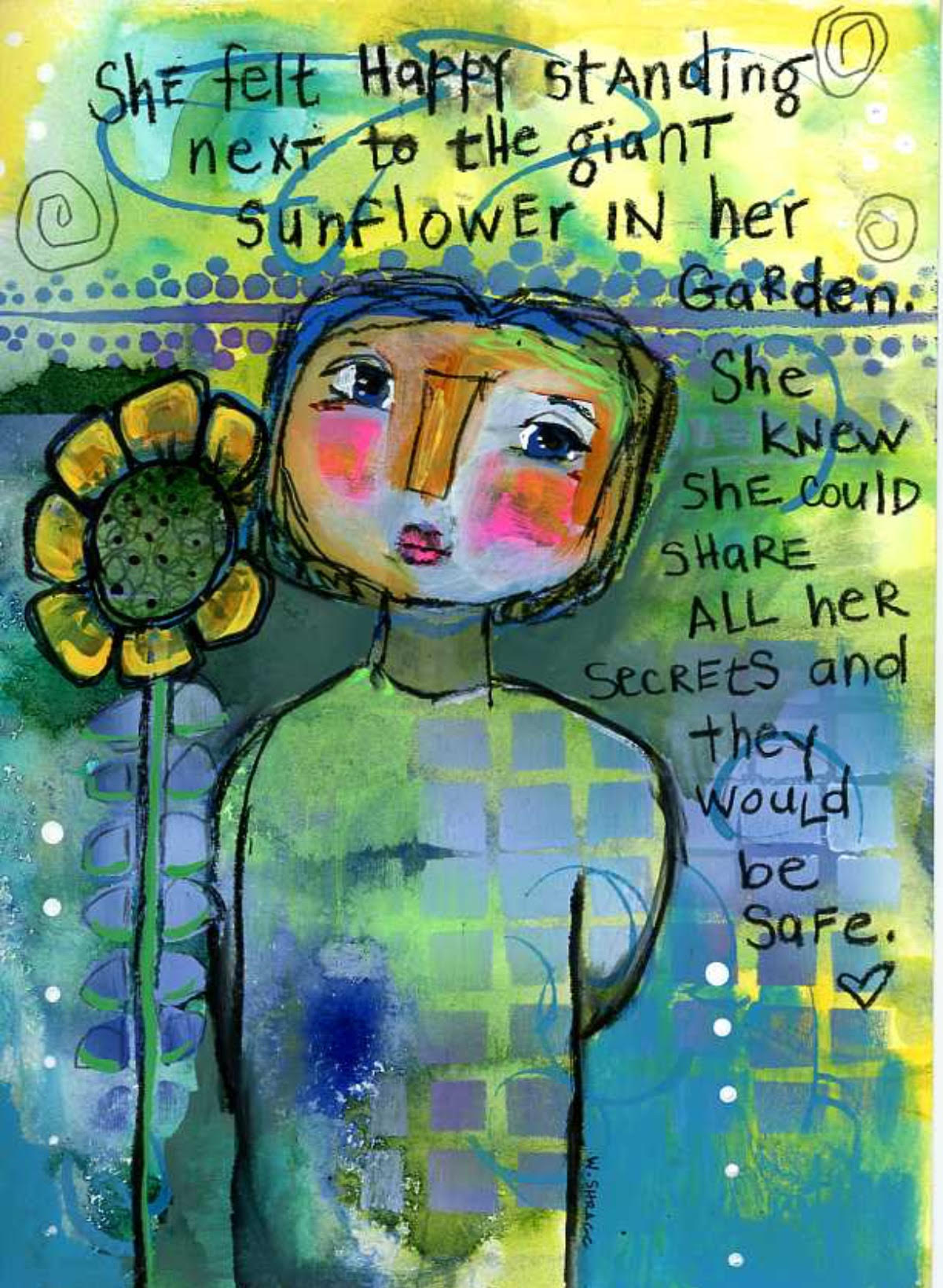 WENDY SHRAGG - GIANT SUNFLOWER - MIXED MEDIA - 9 X 12