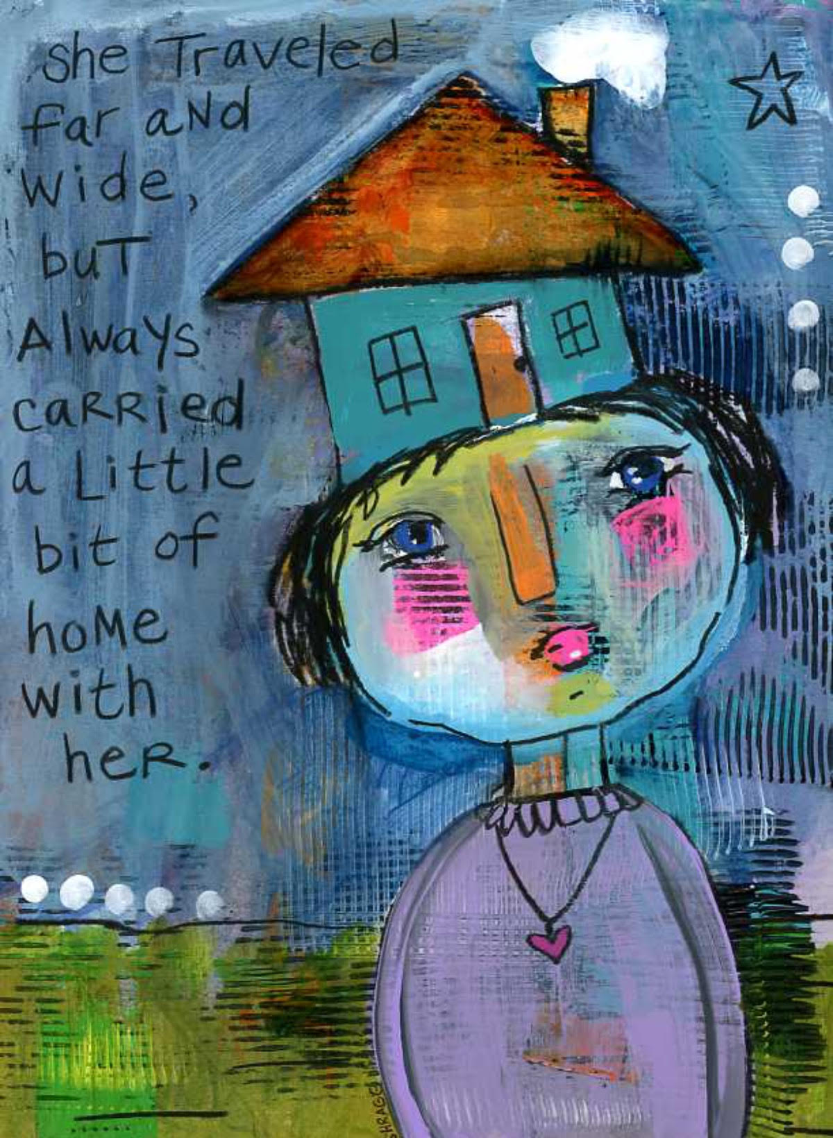 WENDY SHRAGG - A LITTLE BIT OF HOME - MIXED MEDIA - 9 X 12