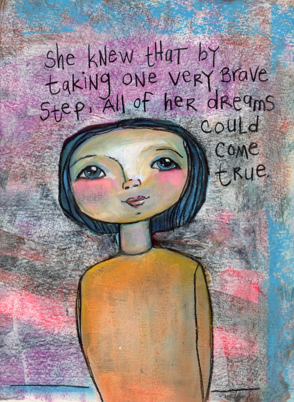 WENDY SHRAGG - VERY BRAVE STEP - MIXED MEDIA - 9 X 12