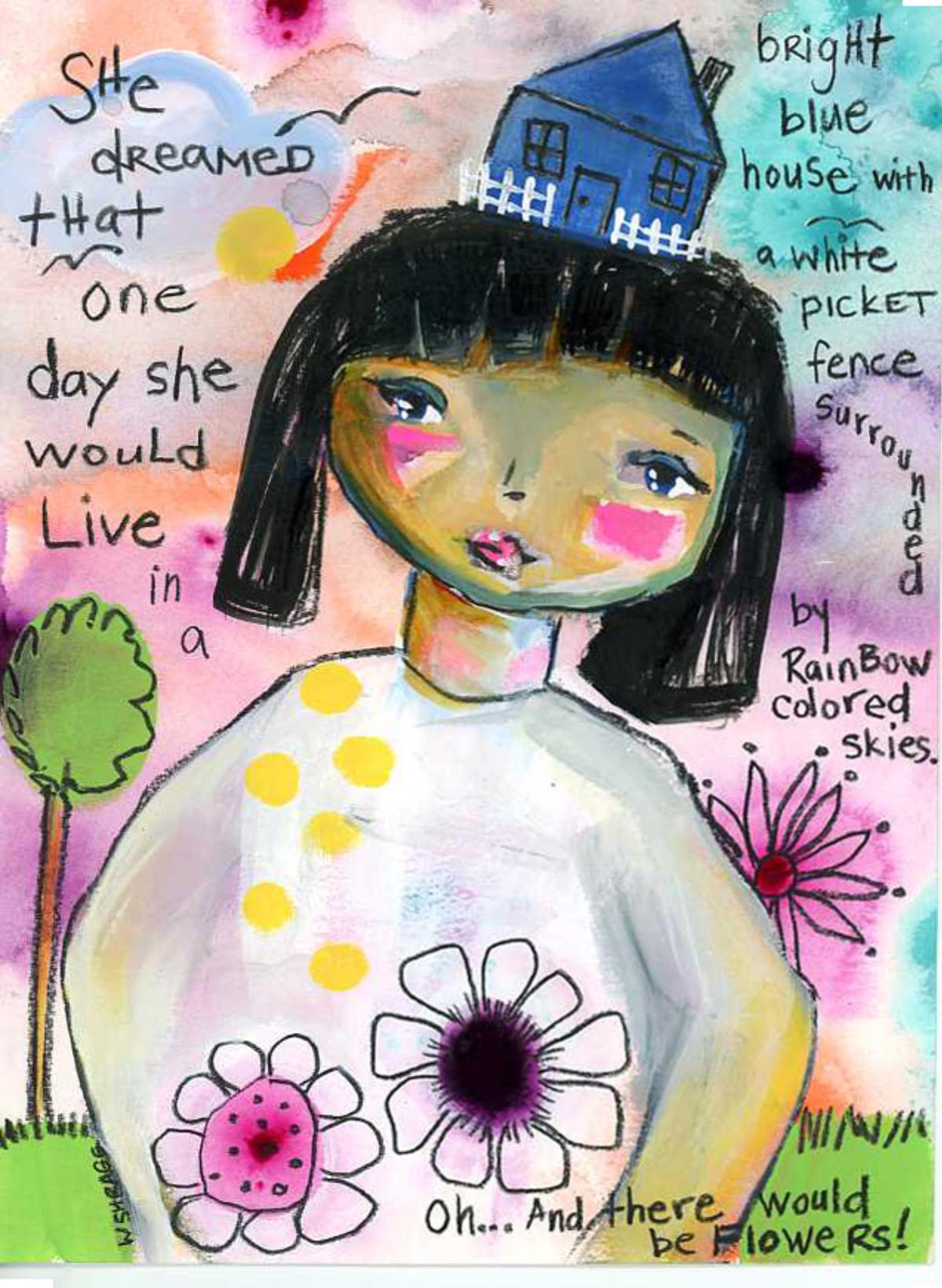 WENDY SHRAGG - THERE WOULD BE FLOWERS - MIXED MEDIA - 9 X 12