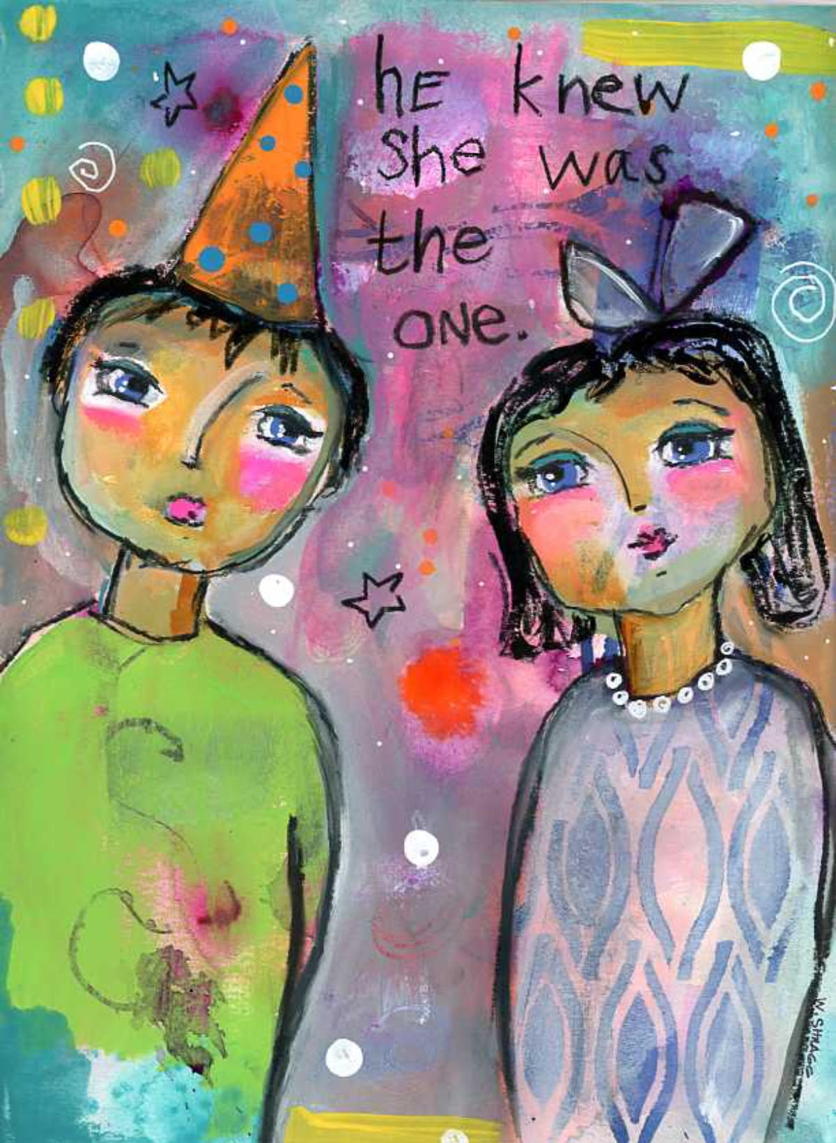 WENDY SHRAGG - SHE WAS THE ONE - MIXED MEDIA - 9 X 12
