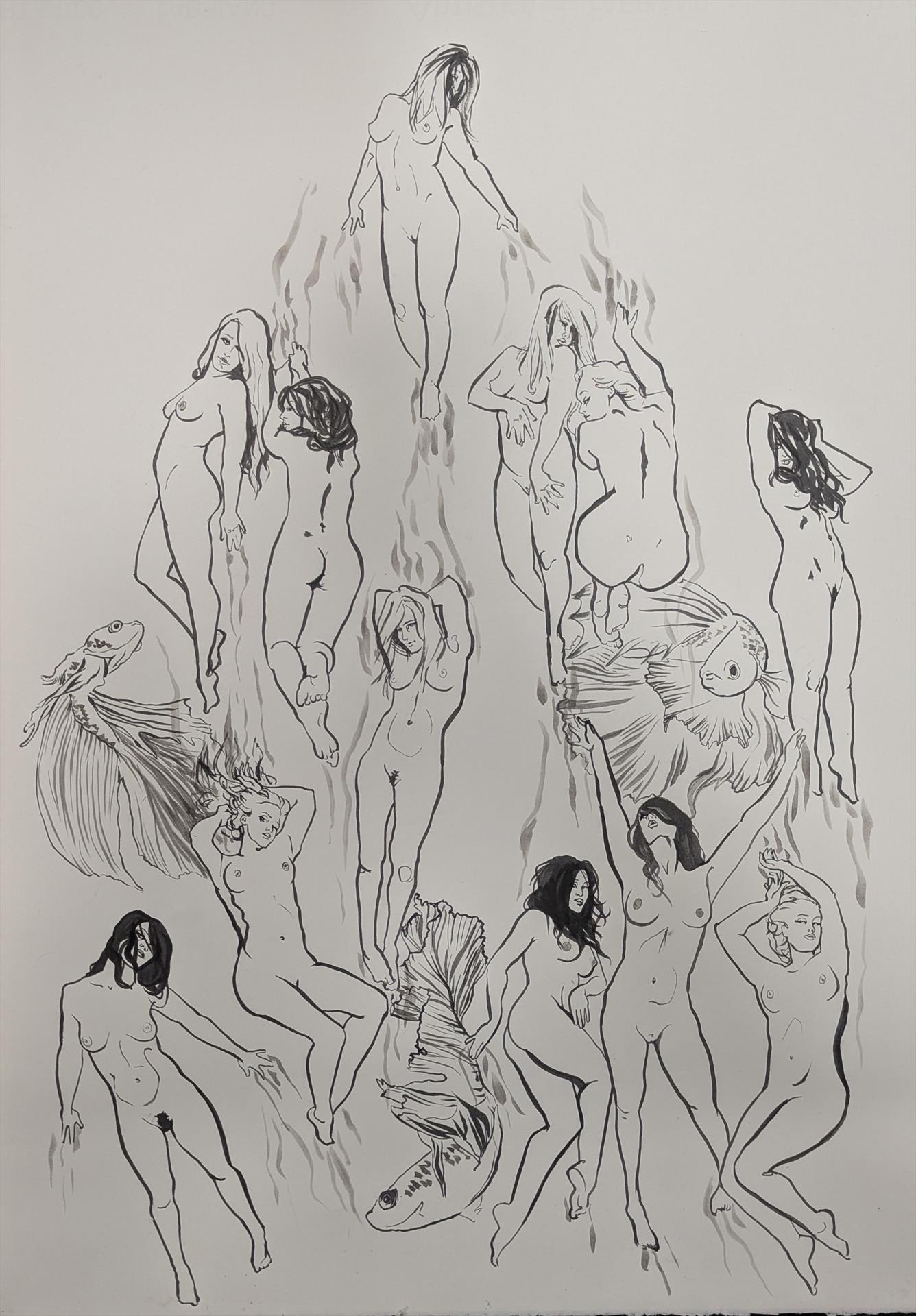 PENNY SCHROEDER - THE SIRENS - INK - 22 X 30
