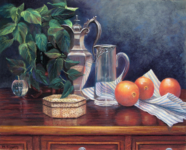 MARIE TIPPETS - ON THE SIDEBOARD - PASTEL ON BOARD - 20 X 16