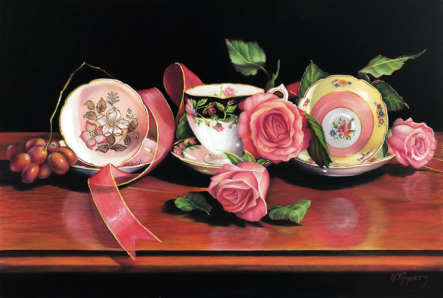 MARIE TIPPETS - UNWRAP THE TEACUPS, FALL IS IN THE AIR - PASTEL - 18 X 12