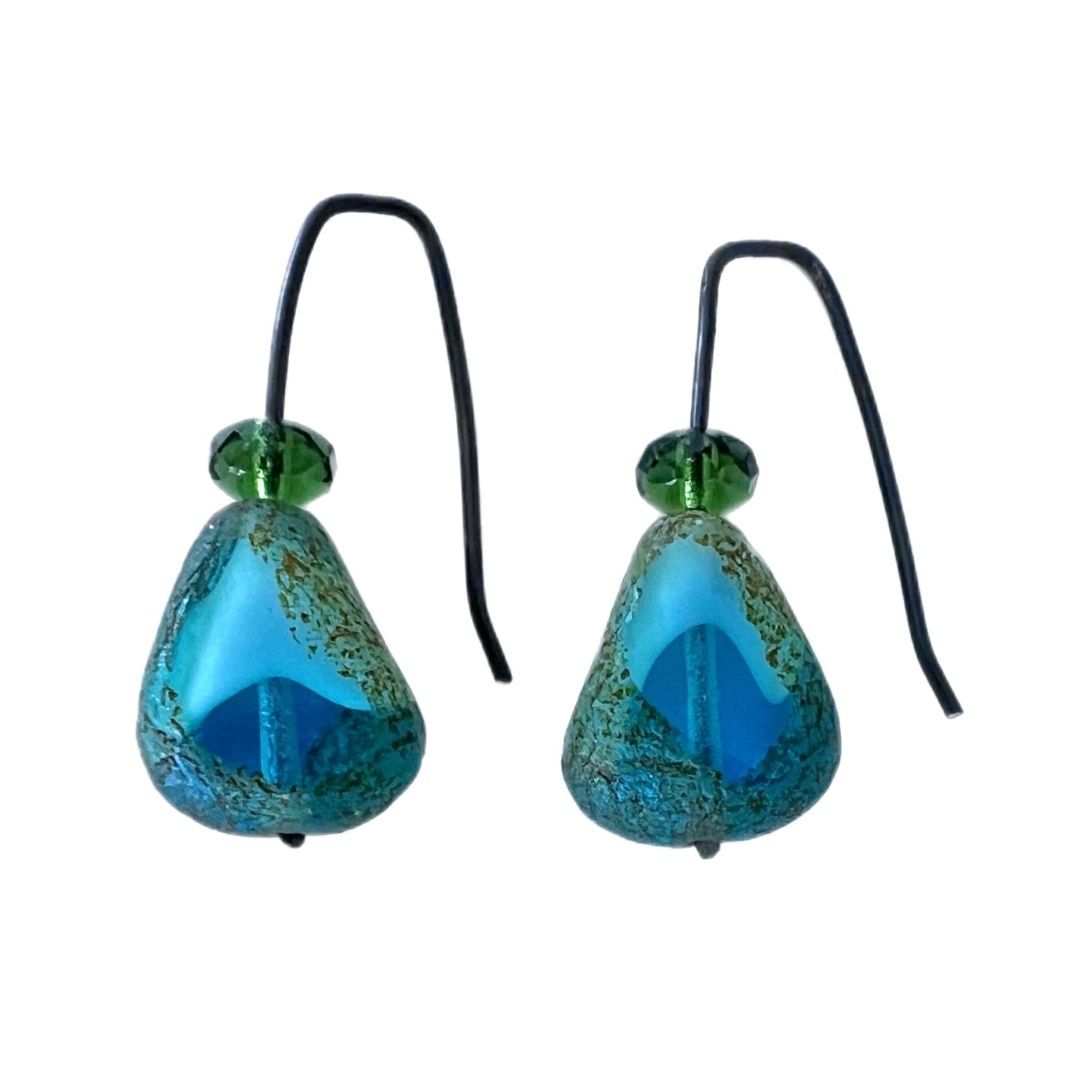 LILY TSAY - PICASSO GLASS WITH STONE EARRINGS - MIXED MEDIA