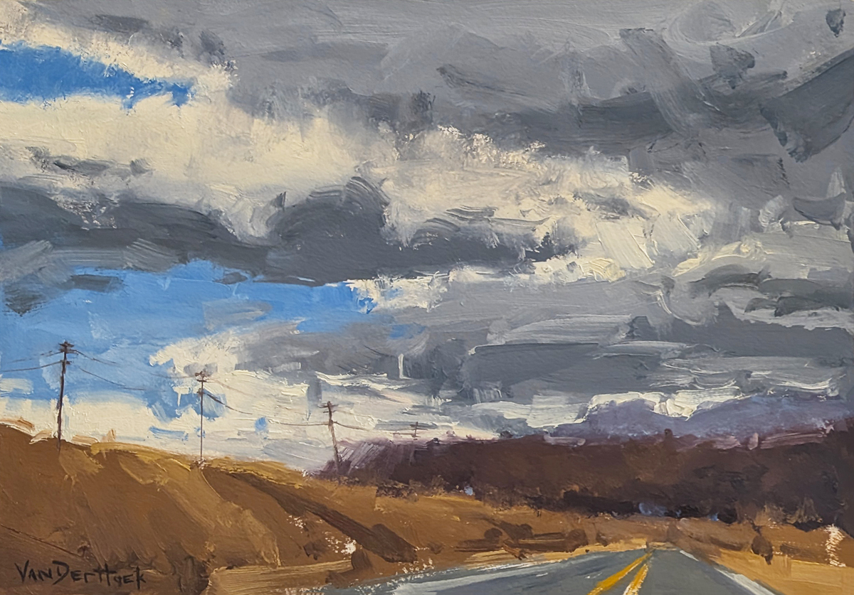 KIM VANDERHOEK - TRAVELING CLOUDS - OIL ON PAPER - 10.5 X 7.5