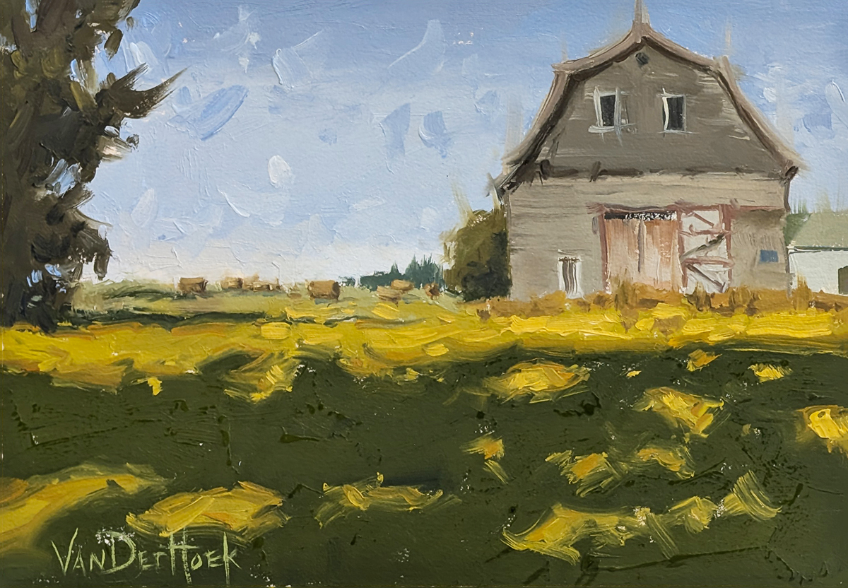 KIM VANDERHOEK - SUMMER BARN - OIL ON PAPER - 12 X 9