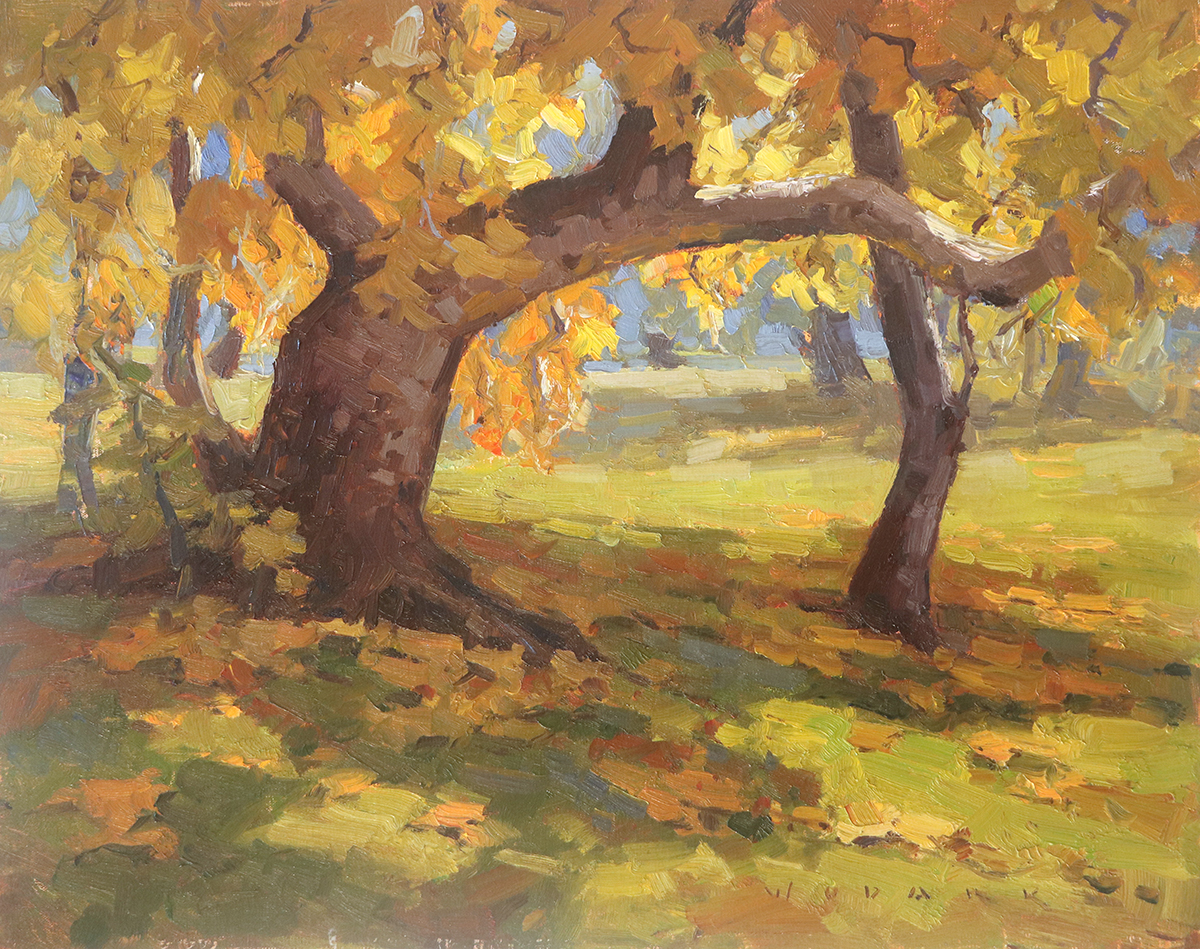 JIM WODARK - FALLEN LEAVES - OIL ON LINEN - 20 X 16