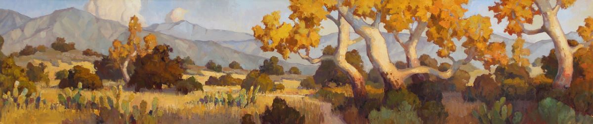 JIM WODARK - LOS PENASQUITOS CANYON JIM WODARK - LOS PENASQUITOS CANYON - OIL ON LINEN - 57 X 12